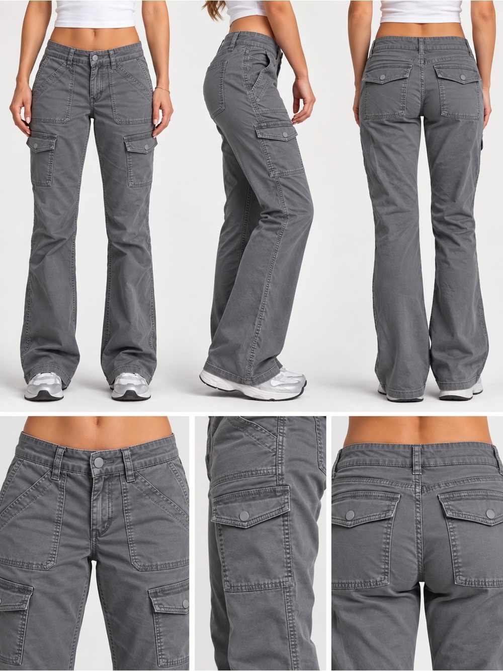 Sonoma Gray Flare Cargo Pants